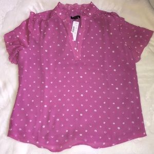 J.Crew Pink and White dot Top